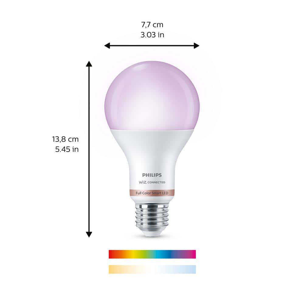 Philips 100-Watt Equivalent A21 LED Smart Wi-Fi Color Changing 2700 (K) Light Bulb powered by WiZ with Bluetooth (1-Pack) (4)