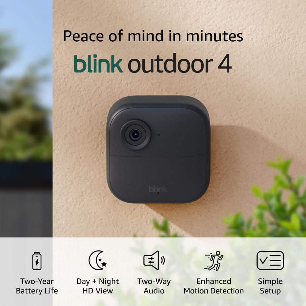 Blink Outdoor 4-Core-Wireless Battery Operated Smart Security Camera System w/ 2-Cameras and Included Sync Module Core, Black (3)