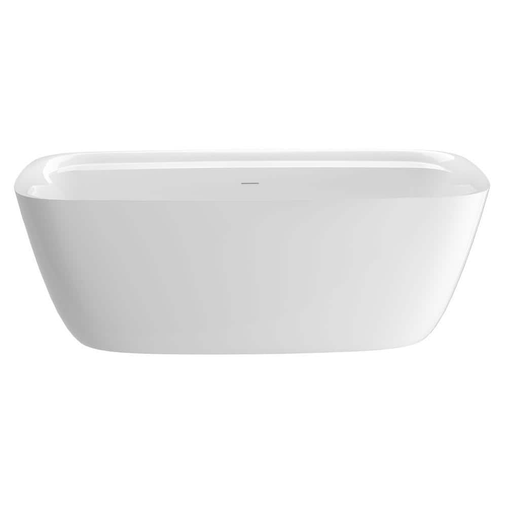 TCYO 67 in. x 31 in. Acrylic Freestanding Soaking Bathtub with Center Drain in Gloss White