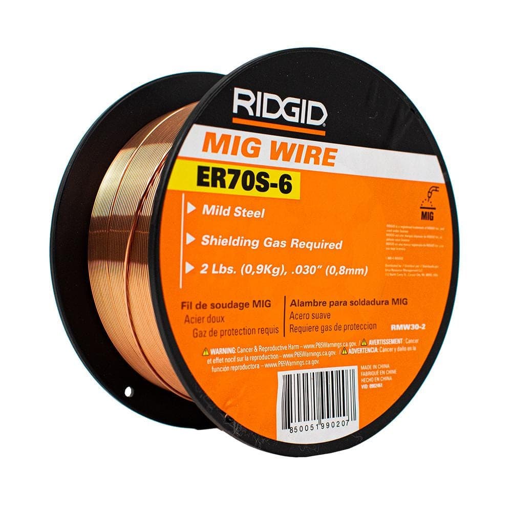 RIDGID .030 ER70S-6 MIG Welding Wire, 2 lb. Spool, ER70S-6 High Strength for Mild Steel (2 lb. Spool) (2)