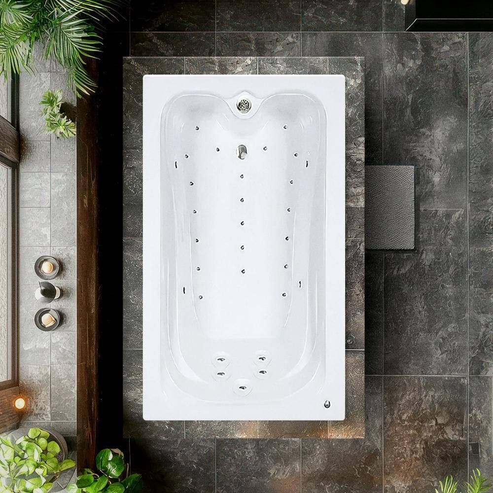 Comfortflo Premier 60 in. x 42 in. Acrylic Rectangular Drop-in Air Bathtub with Reversible Drain in White (3)