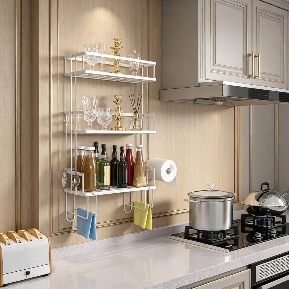 Whatseaso 12.99 in. W 20.86 in. H x 5.51 in. D 4-Tier Bathroom Storage Organizer Carbon Steel in White (3)