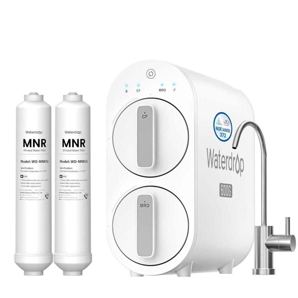 Waterdrop G2P600 Reverse Osmosis System, 7-Stage Tankless RO, Under Sink RO System, Extra MNR35-2 Filters (1)