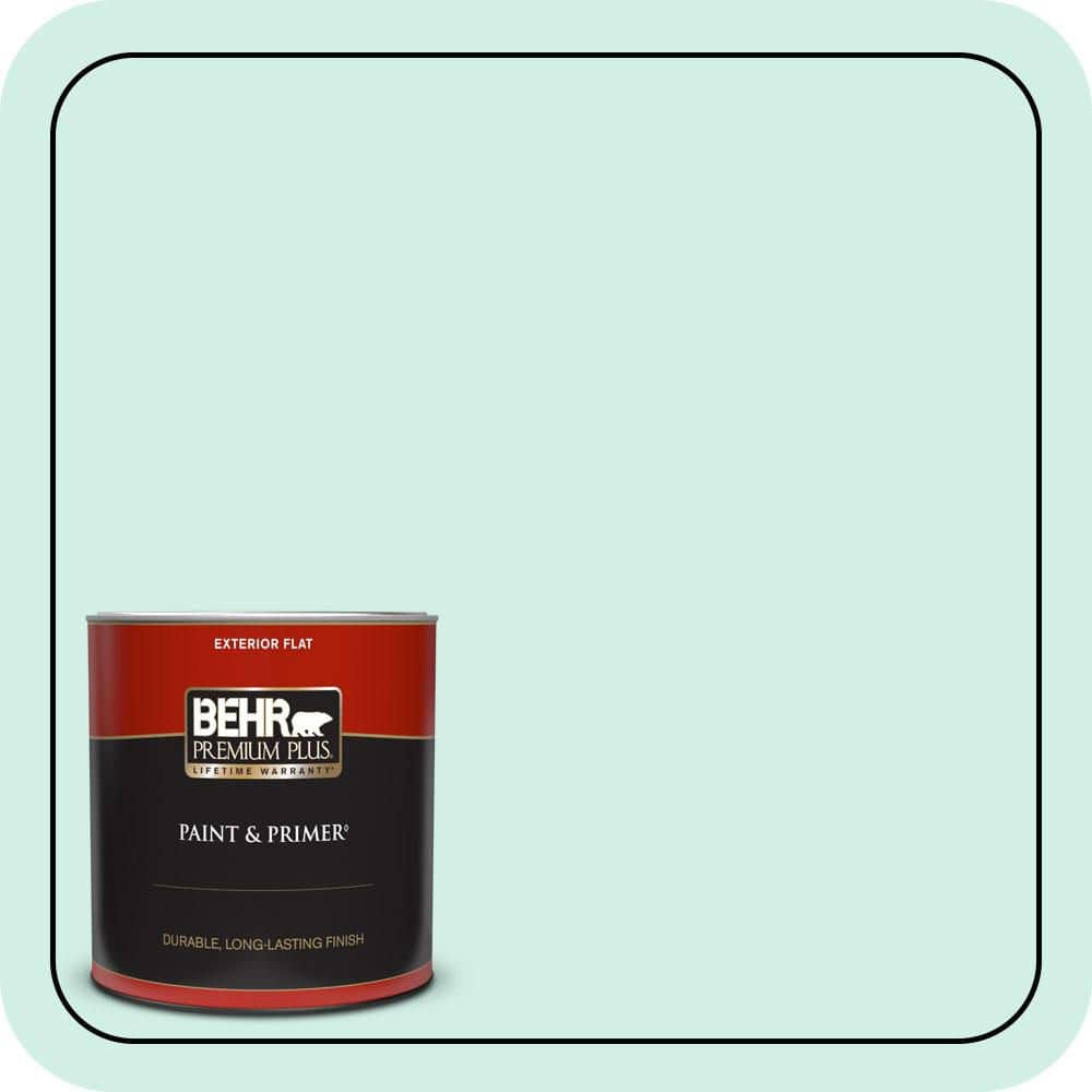 BEHR PREMIUM PLUS 1 qt. #P440-1 Shimmering Pool Flat Exterior Paint & Primer