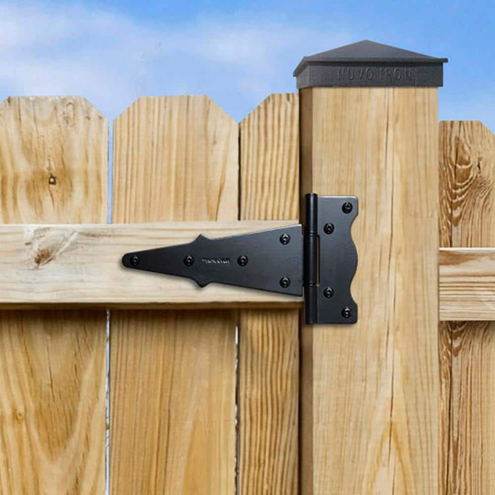 NUVO IRON 8 in. x 8 in. Black Galvanized Steel Tee Hinge (2-Pack) (2)