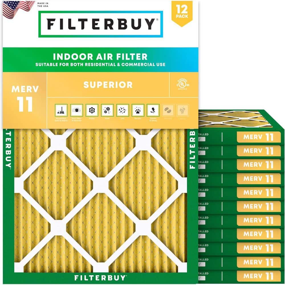 Filterbuy 10 in. x 12 in. x 1 in. MERV 11 (FPR 7) Allergen Defense Pleated HVAC AC Furnace Air Filters Replacement (12-Pack) (1)