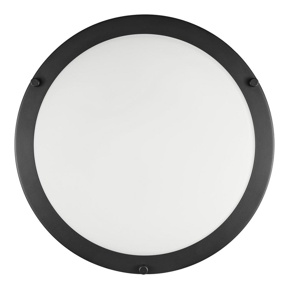 Hampton Bay Flaxmere 14 in. Modern Matte Black Selectable 3 CCT Integrated LED Flush Mount for Kitchens or Bedrooms (4)