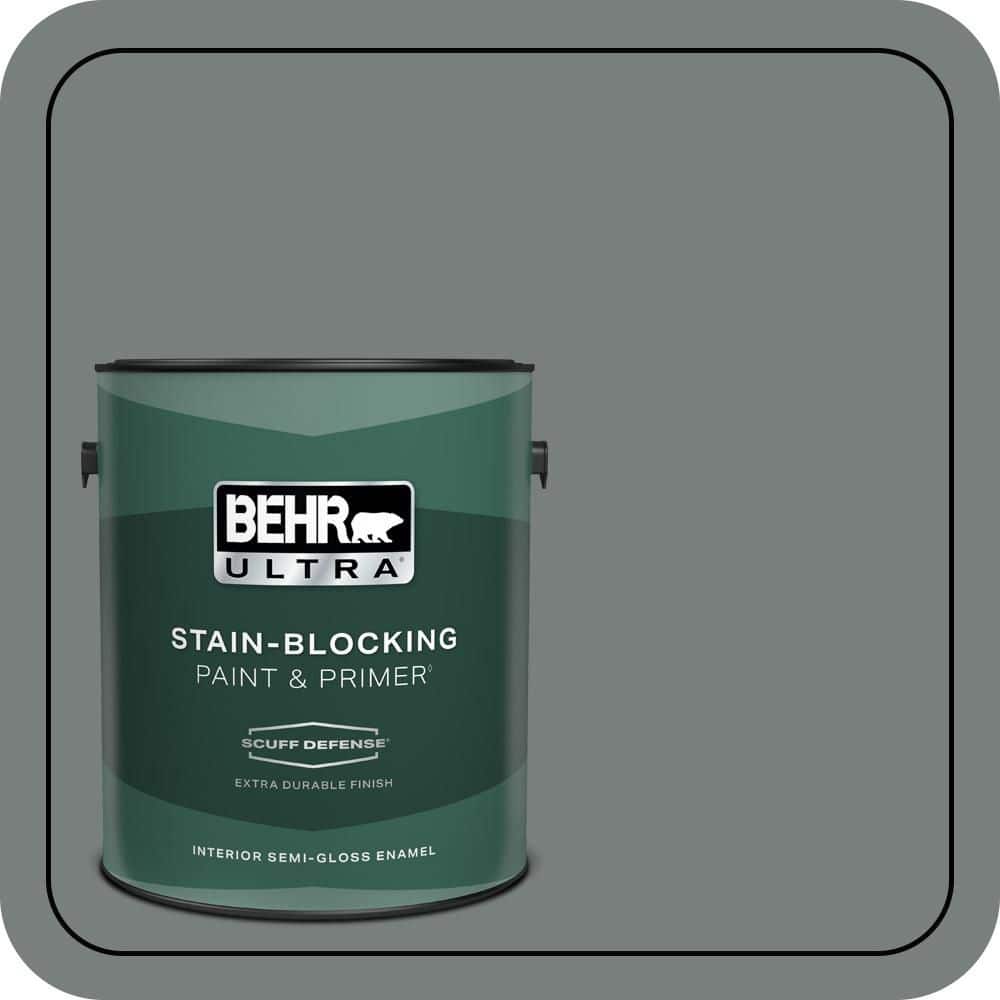 BEHR ULTRA 1 gal. #PPU25-18 Shutter Gray Extra Durable Semi-Gloss Enamel Interior Paint & Primer