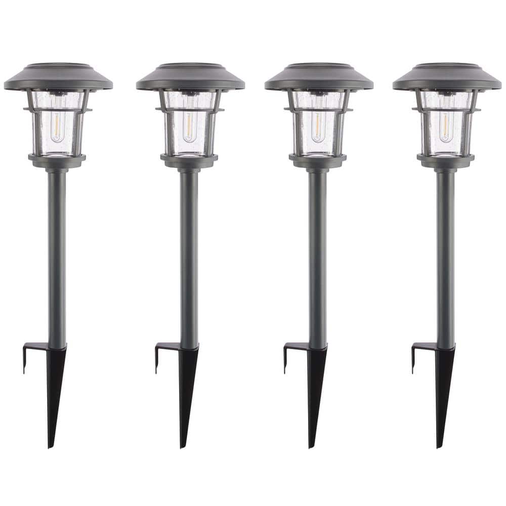 Home Decorators Collection Palmdale Solar Gray LED Weather Resistant Path Light with Glass Lens (4-Pack) (3)
