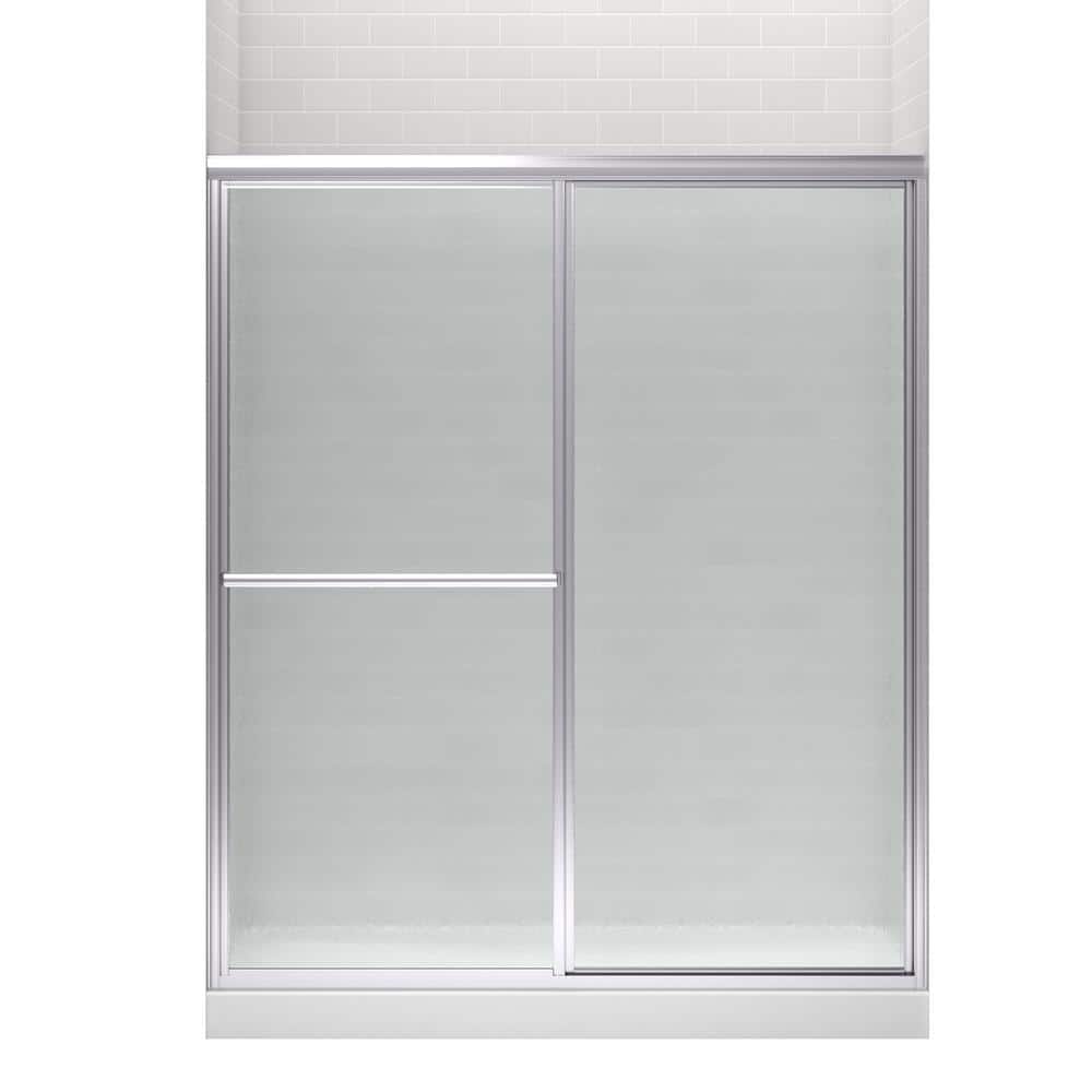 Sterling Deluxe 55-60 in. W x 70 in. H Framed Sliding Shower Door in Silver with 1/8 in. Thick Rain Tempered Glass (3)
