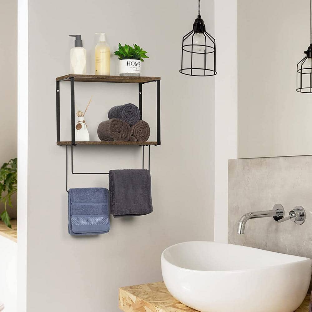 Oumilen 2 Bars Wall Mounted Towel Rack, Brown (3)