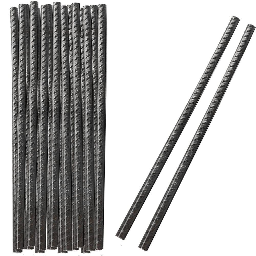 NVNOO 3/8 in. x 12 in. Black Metal Ground Rebar Stakes for Concrete Forming, Camping Tent, Plant Stakes (20-Pack) (1)