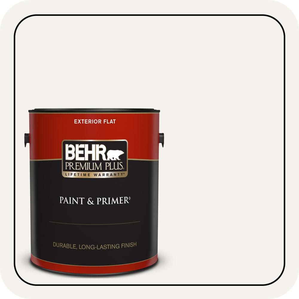 BEHR PREMIUM PLUS 1 gal. #PR-W14 Bit of Sugar Flat Exterior Paint & Primer