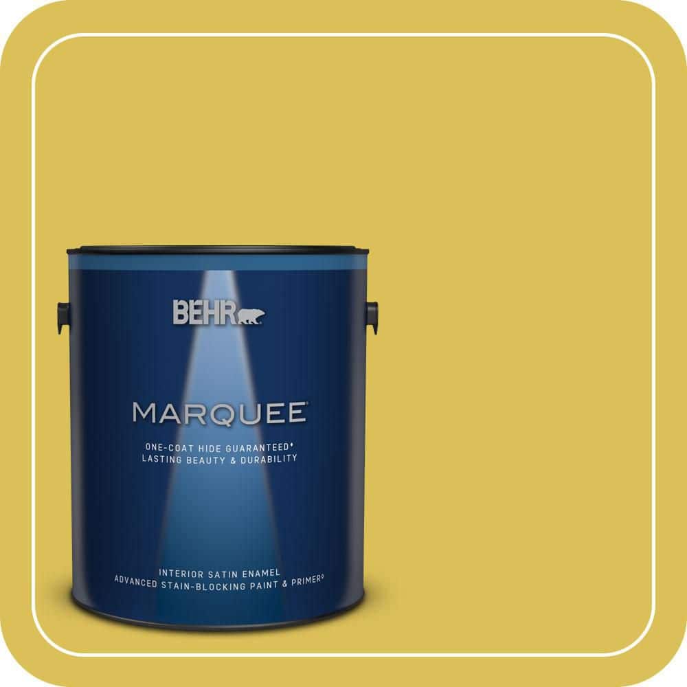 BEHR MARQUEE 1 gal. #P320-6A Flustered Mustard Satin Enamel Interior Paint and Primer