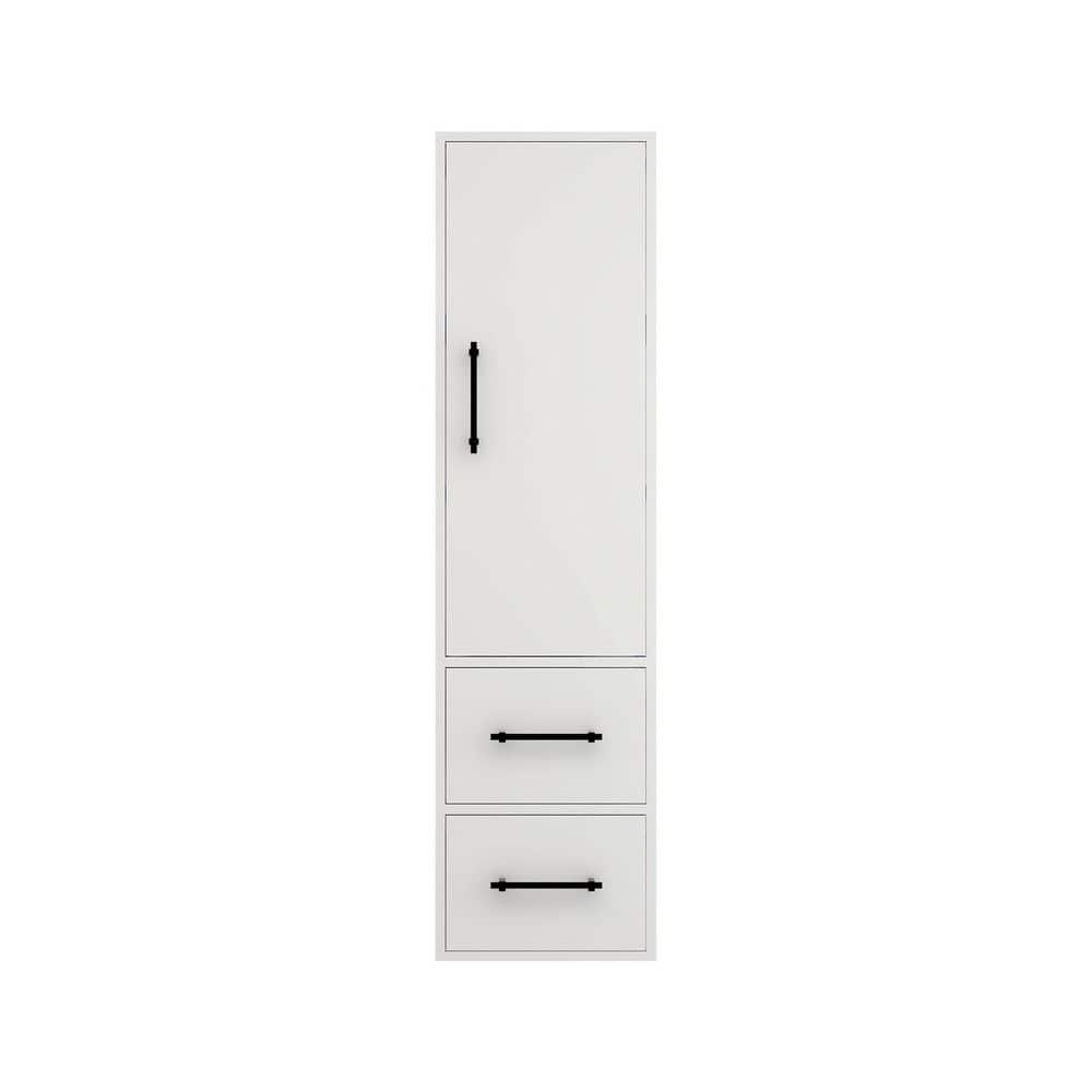 BV Better Vanity Victoria 15.75 in. W x 11.8 in. D x 59 in. H White Plywood Wall Floating Linen Cabinet in Gloss White (2)