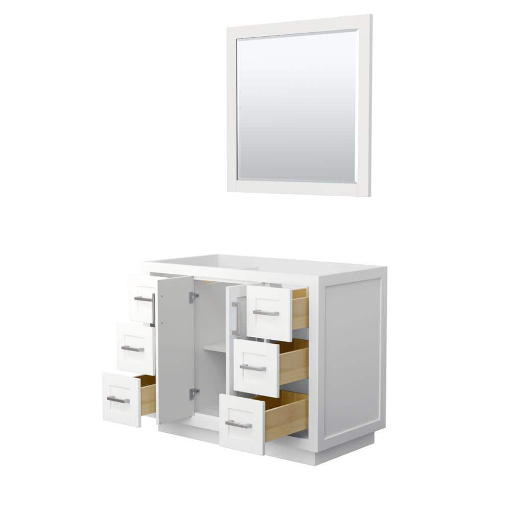 Wyndham Collection Miranda 41.25 in. W x 21.75 in. D Single Bath Vanity Cabinet Only with Mirror in White (2)