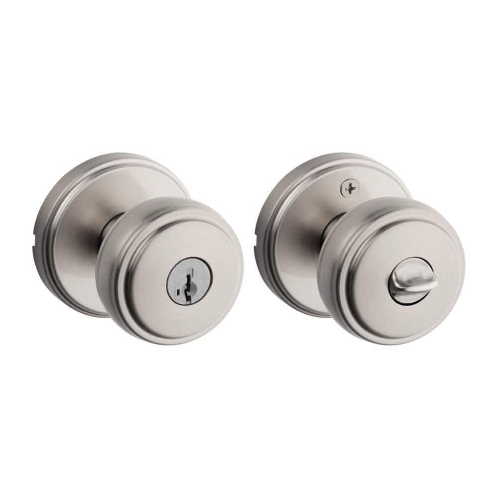 Kwikset Sora Satin Nickel Keyed Entry 2.19 in. Round Rose Door Knob Featuring SmartKey Security