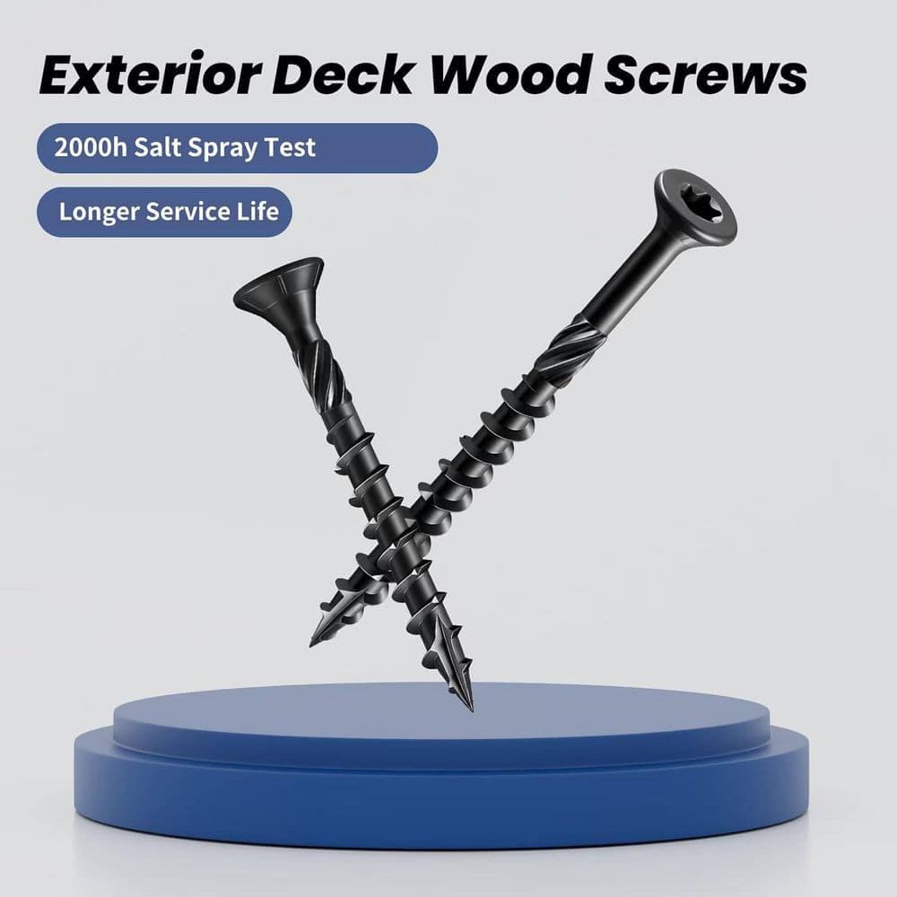 Afoxsos Black Rust Resistant Epoxy Coated Heavy-Duty Outdoor Deck Screws Torx Drive Head for Timber Fence (55-Pack) (3)
