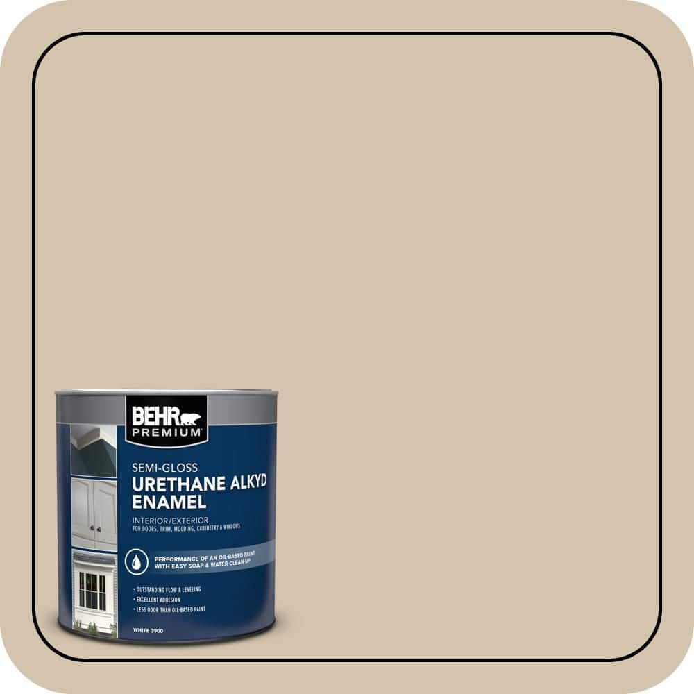 BEHR PREMIUM 1 qt. #AE-27 Desert Tumbleweed Semi-Gloss Enamel Urethane Alkyd Interior/Exterior Paint (1)