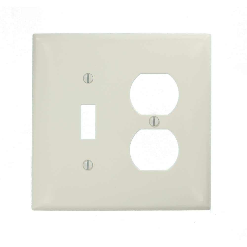 Leviton 2-Gang White 1-Toggle / 1-Duplex Outlet/Receptacle Nylon Midway/Midsize Wall Plate (1-Pack) PJ18-W (2)