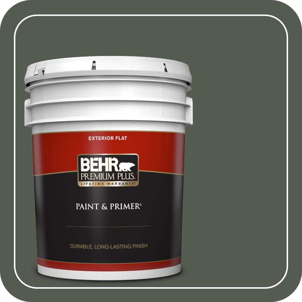 BEHR PREMIUM PLUS 5 gal. #N410-7 North Woods Flat Exterior Paint & Primer