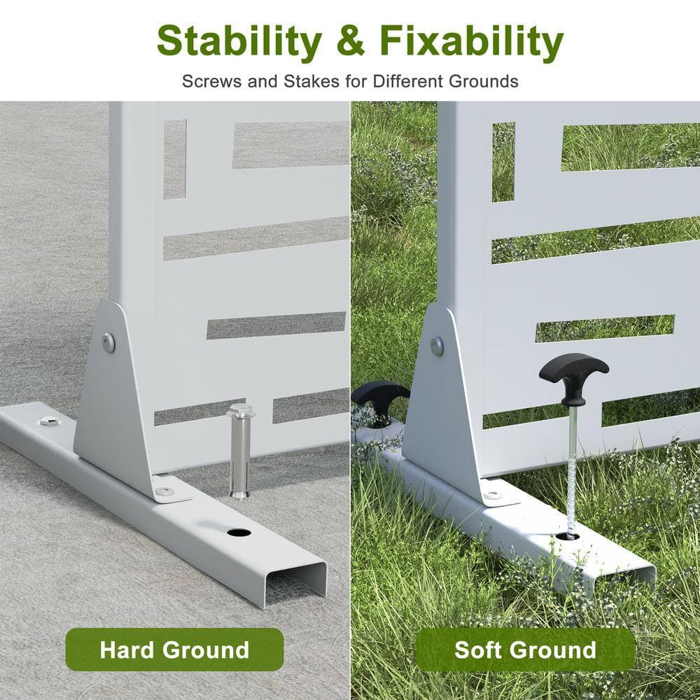 Dovelina 72 in. Gerald Metal Outdoor Garden Fence Privacy Screen Garden Screen Panels in White (2)