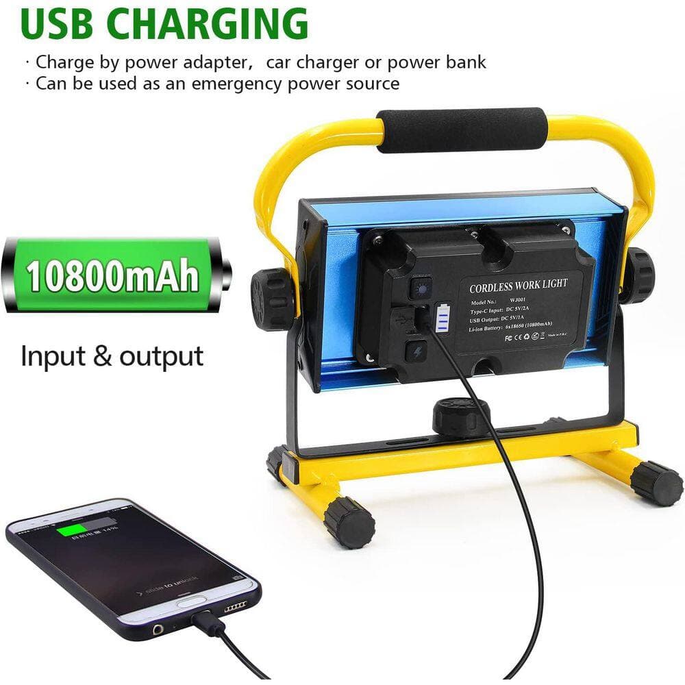 Unbranded 100W 7000 Lumen LED COB Work Light Cordless Rechargeable Flood Light Waterproof Portable Outdoor Lighting (3)