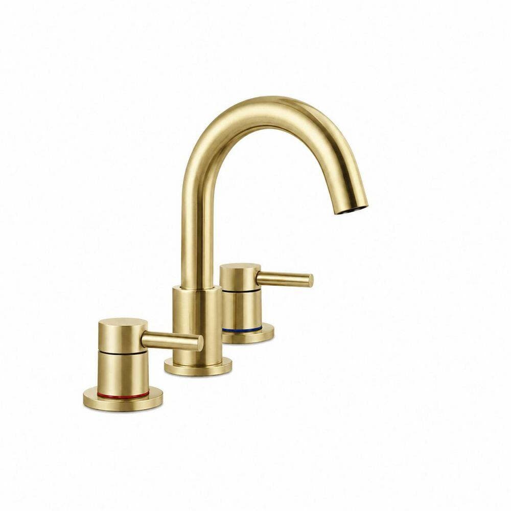 LAIFUCAM 1-Piece Bathroom Sink Faucet with Pop Up Drain and Water Supply Hoses in Brushed Gold Finish (2)