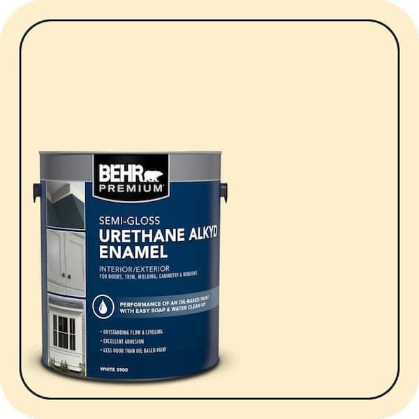 BEHR PREMIUM 1 gal. #360A-2 Morning Sunlight Urethane Alkyd Semi-Gloss Enamel Interior/Exterior Paint (2)