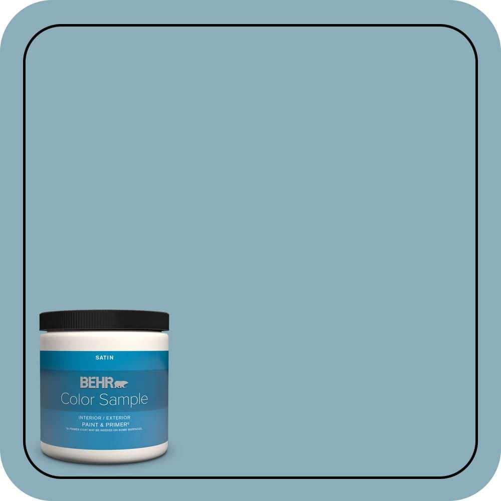 BEHR PREMIUM PLUS 8 oz. #QE-51 Atmosphere Satin Enamel Interior/Exterior Paint & Primer Color Sample (1)
