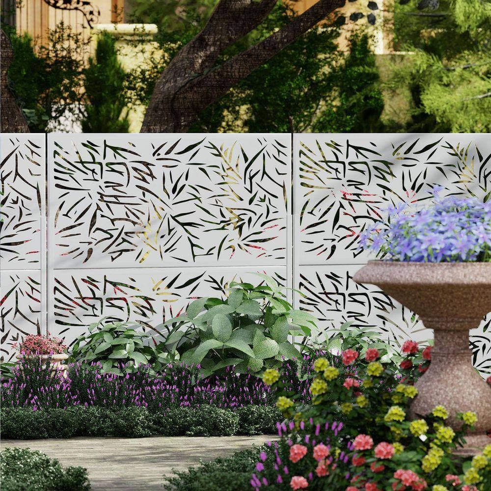 PexFix 72 in. x 47 in. White Outdoor Metal Galvanized Privacy Screen Fence Garden Panels (2)