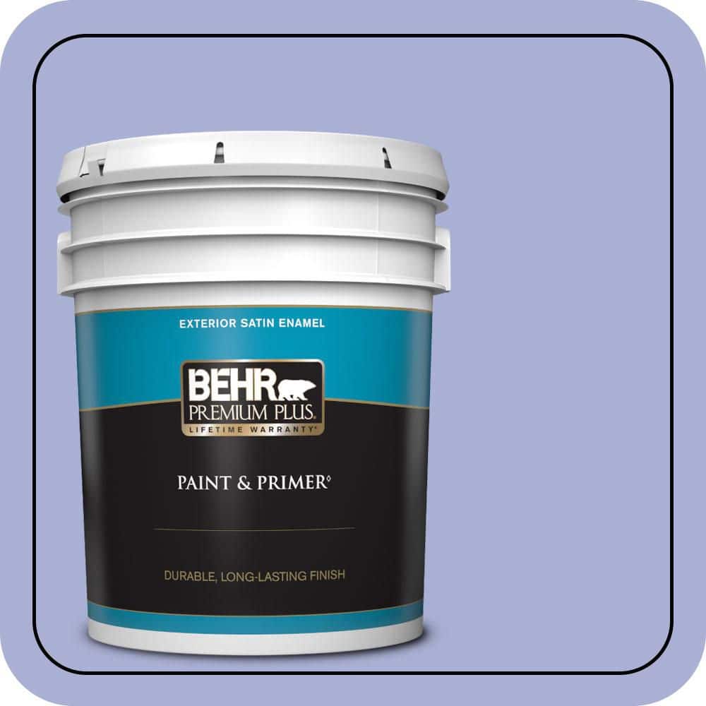 BEHR PREMIUM PLUS 5 gal. #MQ4-30 Lavender Wash Satin Enamel Exterior Paint & Primer