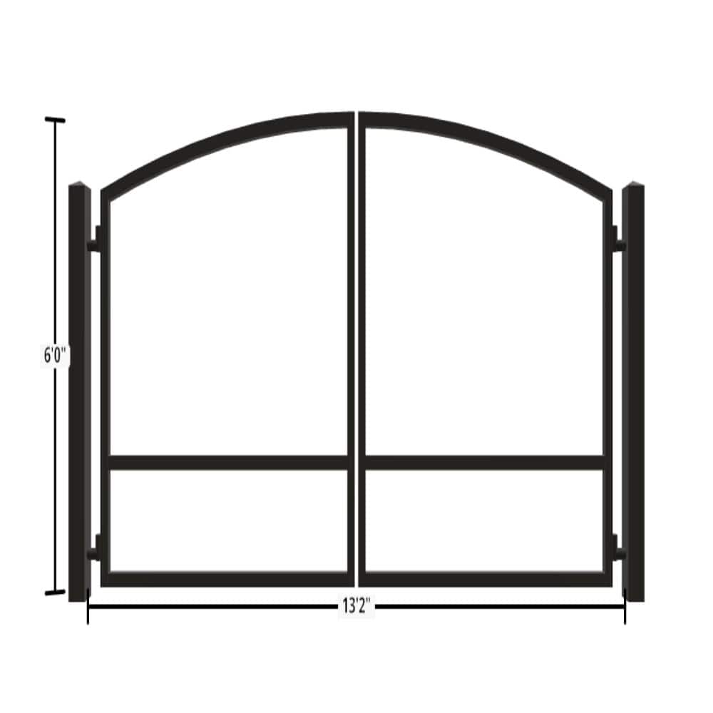 Unbranded Driveway Gate — Swing, Center, Arch, Black — 158"W x 72"H (1)