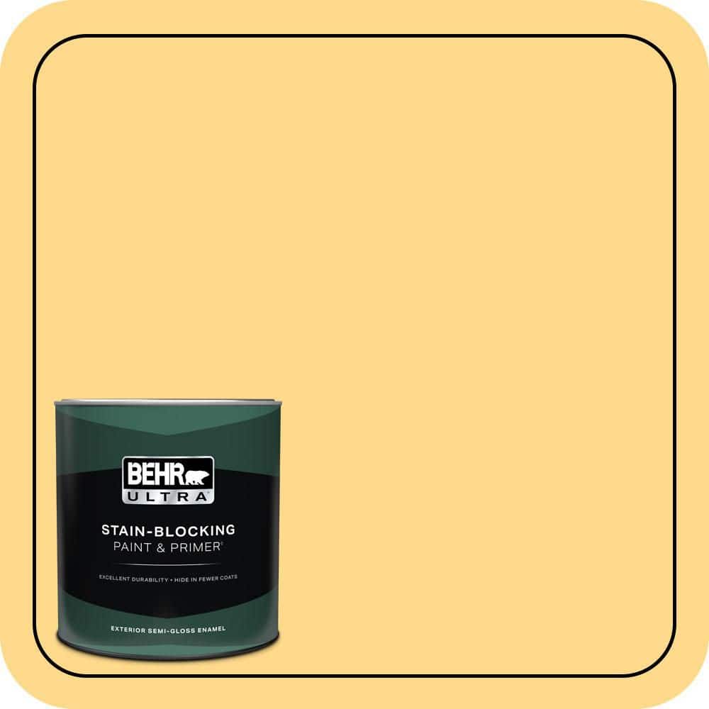 BEHR ULTRA 1 qt. #P260-4 Banana Mania Semi-Gloss Enamel Exterior Paint & Primer