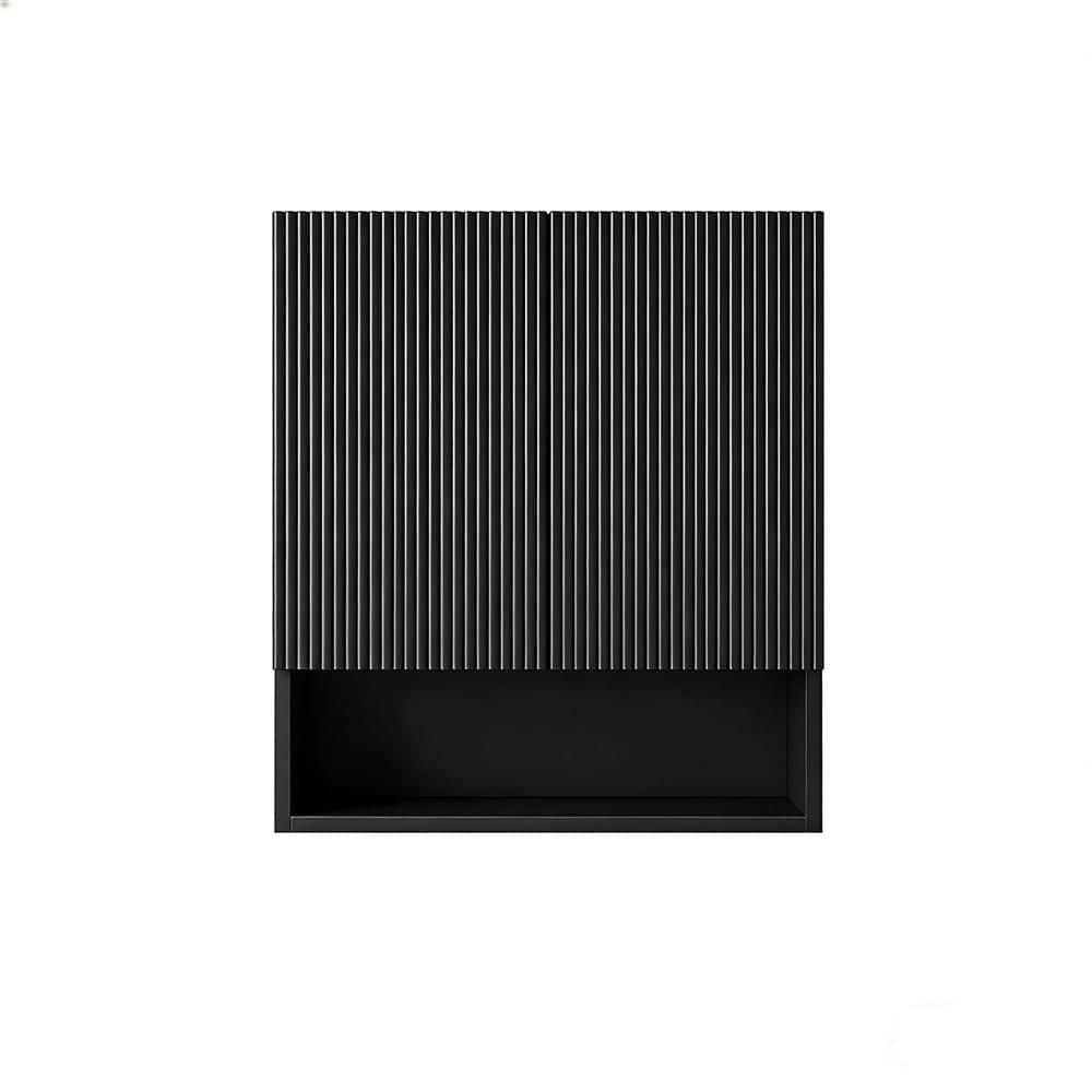 Tahanbath Classic 7.87 in. W x 25.98 in. D x 29.53 in. H Bathroom Storage Wall Cabinet in Black with 2 Doors (1)