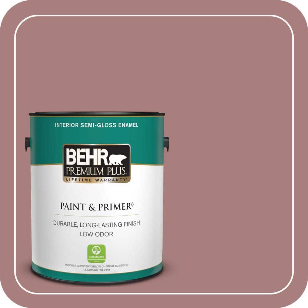 BEHR PREMIUM PLUS 1 gal. #140F-4 Bedford Brown Semi-Gloss Enamel Low Odor Interior Paint & Primer