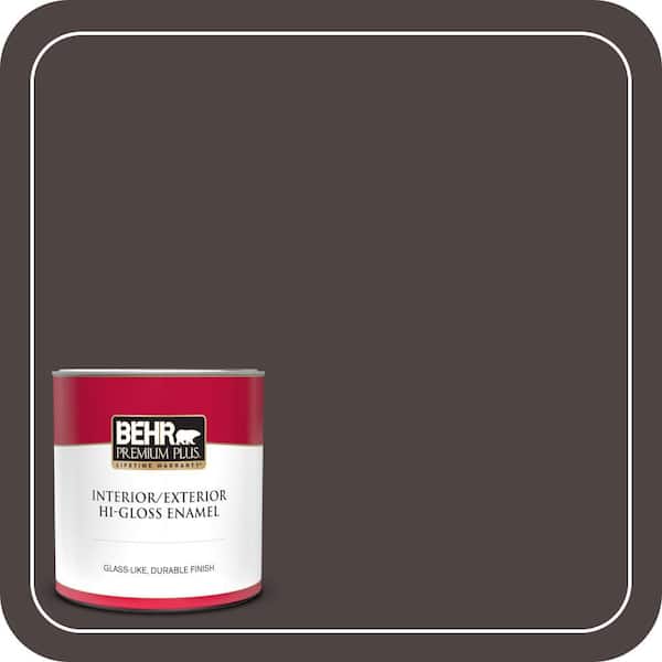BEHR PREMIUM PLUS 1 qt. #N110-7 Black Garnet Hi-Gloss Enamel Interior/Exterior Paint & Primer (2)
