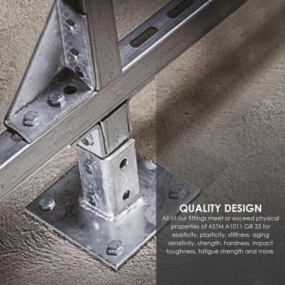 NEWHOUSE ELECTRIC 3-in. Steel Angled Single Channel Strut Mounting Bracket, Steel Square Post Base Connector (4)
