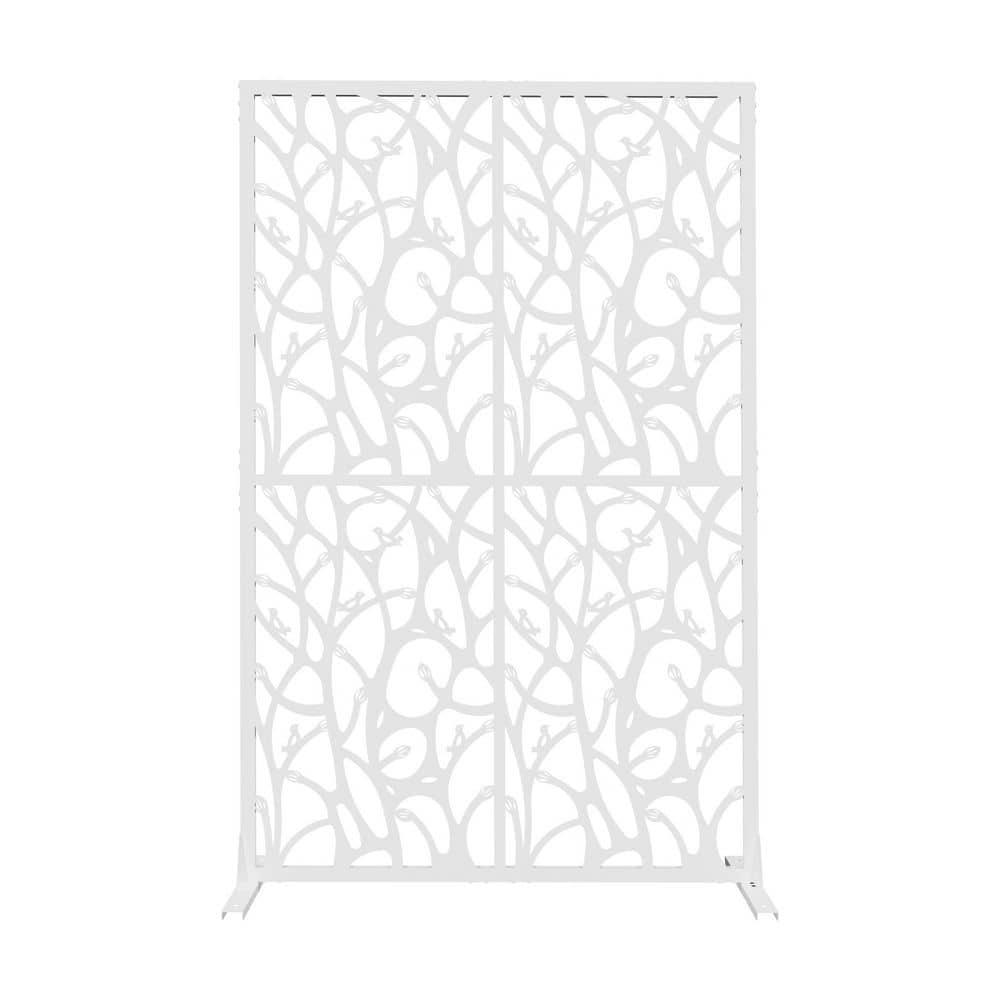 WTVWTV 72 in. H x 45 in. WMetalPrivacy ScreenFreestanding Decorative Panels Garden Fence Outdoor,IndoorDivider PotTrellis White (3)