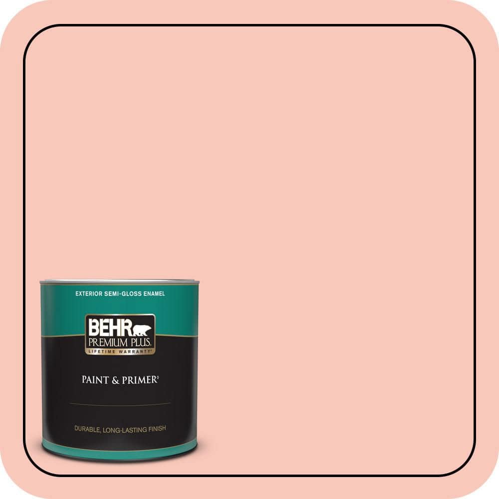 BEHR PREMIUM PLUS 1 qt. #P180-2 Sherbet Fruit Semi-Gloss Enamel Exterior Paint & Primer