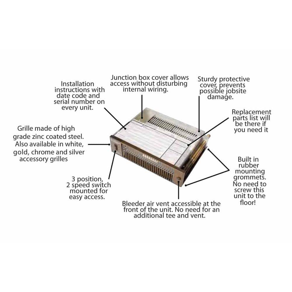 Quiet-One 2000 Series 7,100 BTU Hot Water Kickspace Heater in Stainless Steel (Not Electric) (3)