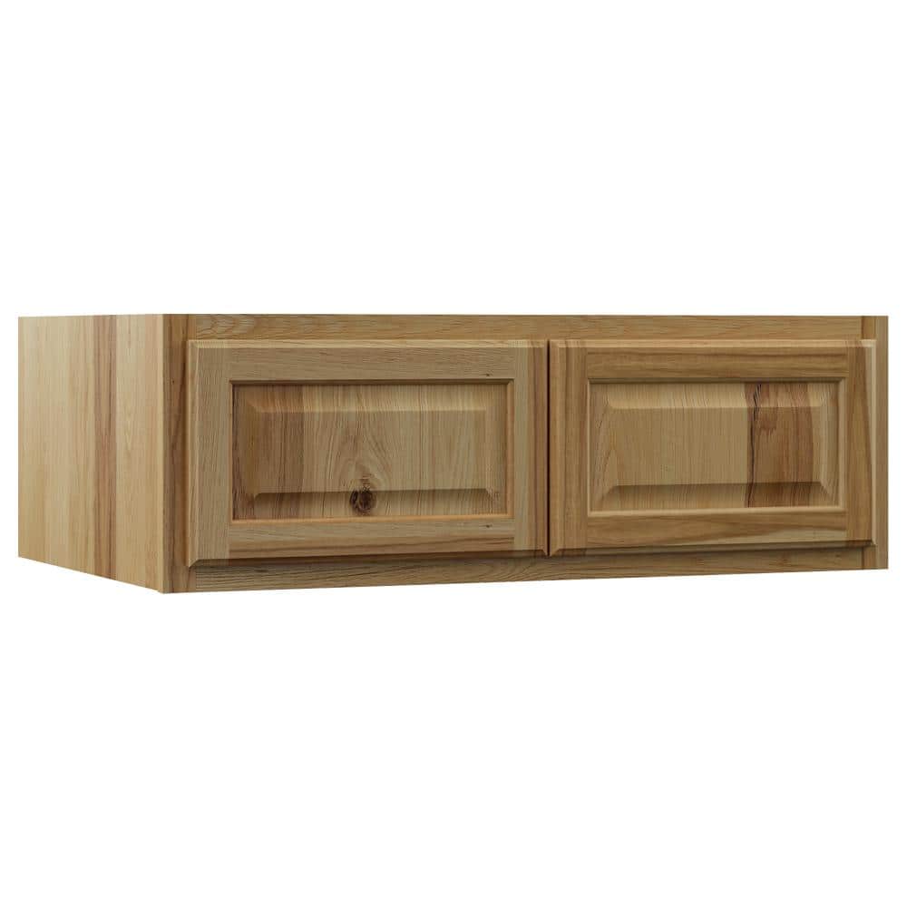Hampton Bay Hampton 36 in. W x 24 in. D x 12 in. H Assembled Deep Wall Bridge Kitchen Cabinet in Natural Hickory