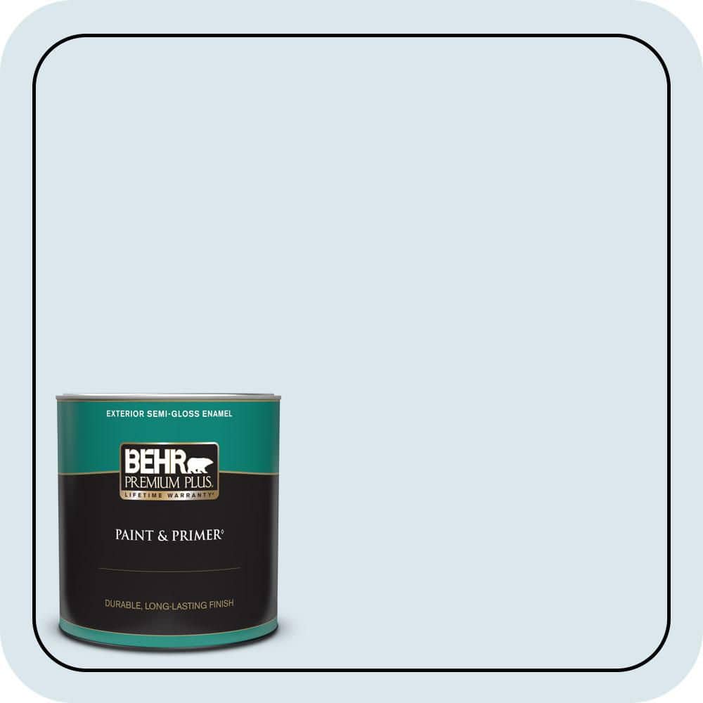 BEHR PREMIUM PLUS 1 qt. #570A-2 Geyser Semi-Gloss Enamel Exterior Paint & Primer