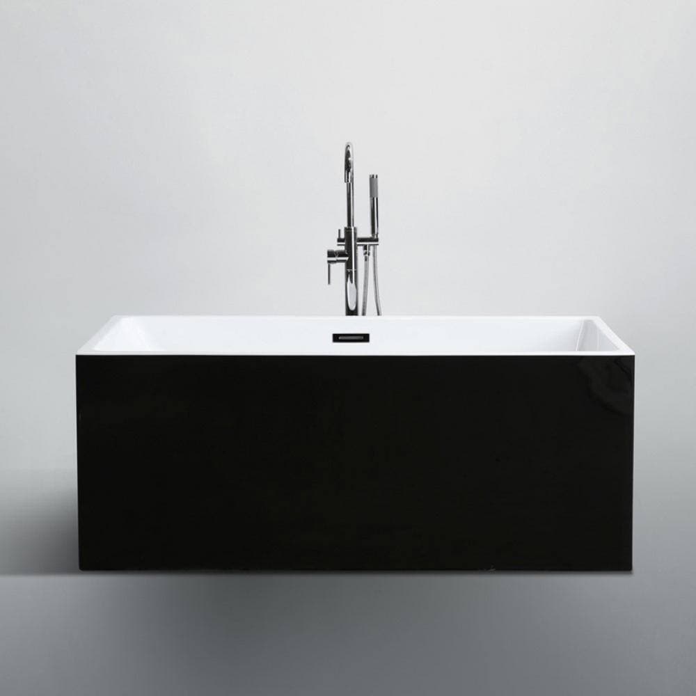Bellaterra Home Brindisi 59.04 in. Acrylic Flatbottom Non-Whirlpool Freestanding Bathtub in Glossy Black (2)