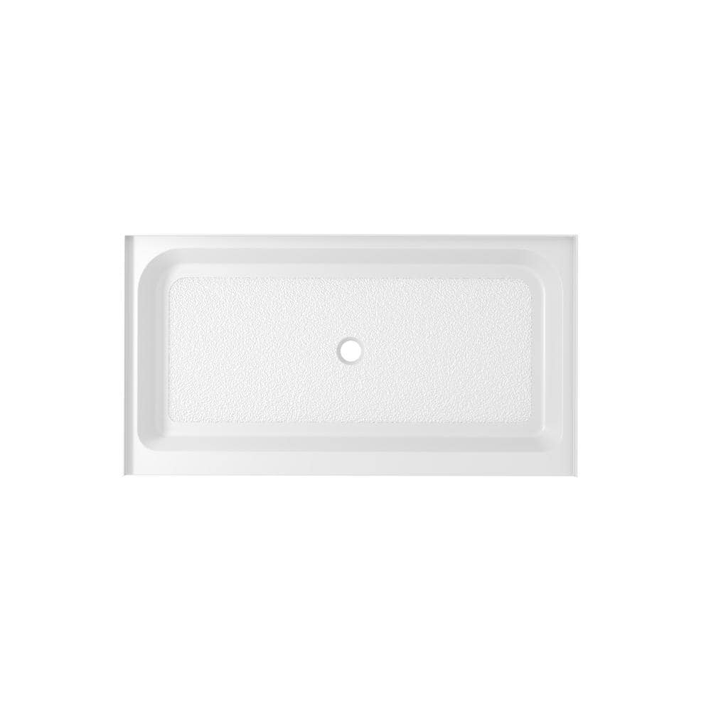 Unbranded 60 in. L x 36 in. W Acrylic Single Threshold Shower Base Pan with Center Drain in Glossy White (1)