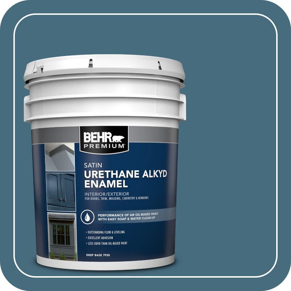 BEHR PREMIUM 5 gal. #S480-6 Poseidon Urethane Alkyd Satin Enamel Interior/Exterior Paint