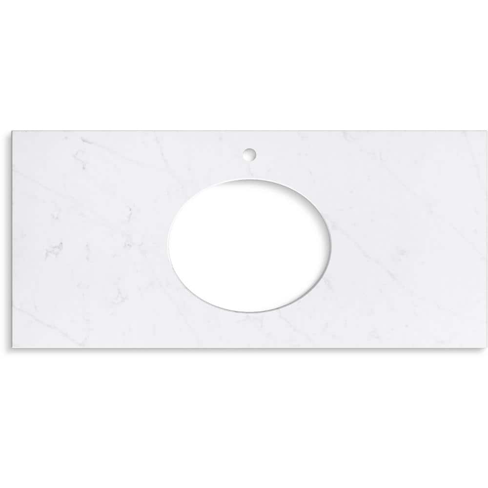 KOHLER Silestone 49 in. W x 22.4375 in. D Quartz Oval Cutout with Vanity Top in Eternal Statuario (3)