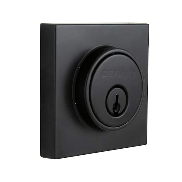 Defiant Square Matte Black Single Cylinder Contemporary Deadbolt (2)