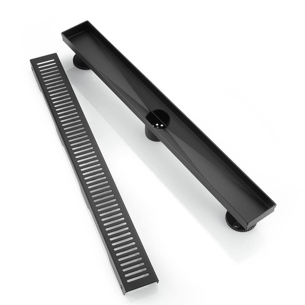 BOANN 24 in. 304 Stainless Steel Linear Shower Drain in Black (3)