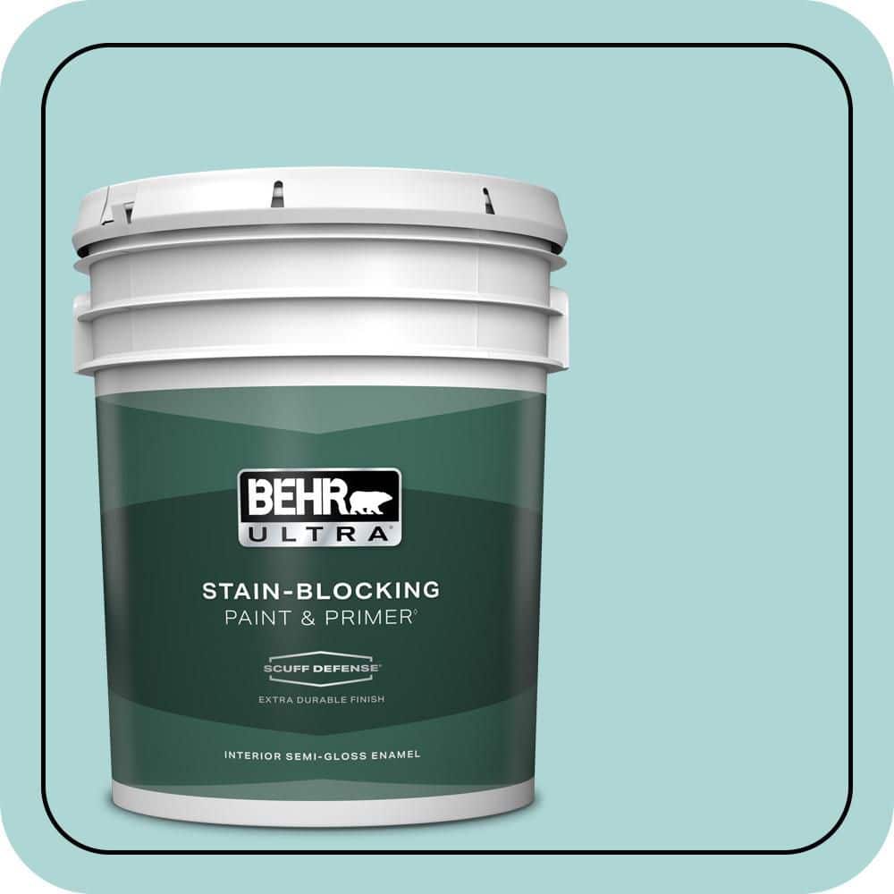 BEHR ULTRA 5 gal. #T12-19 Sugar Pool Extra Durable Semi-Gloss Enamel Interior Paint & Primer